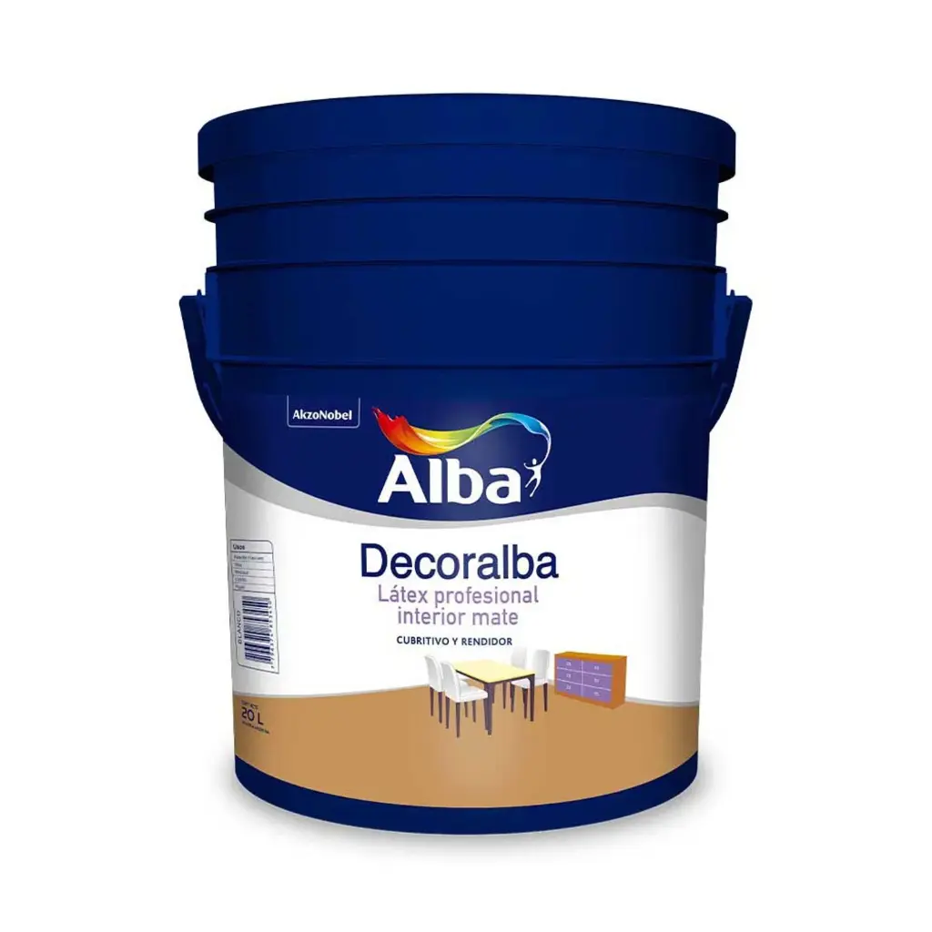 PINTURA LÁTEX INTERIOR BLANCO MATE 20 LTS ALBA